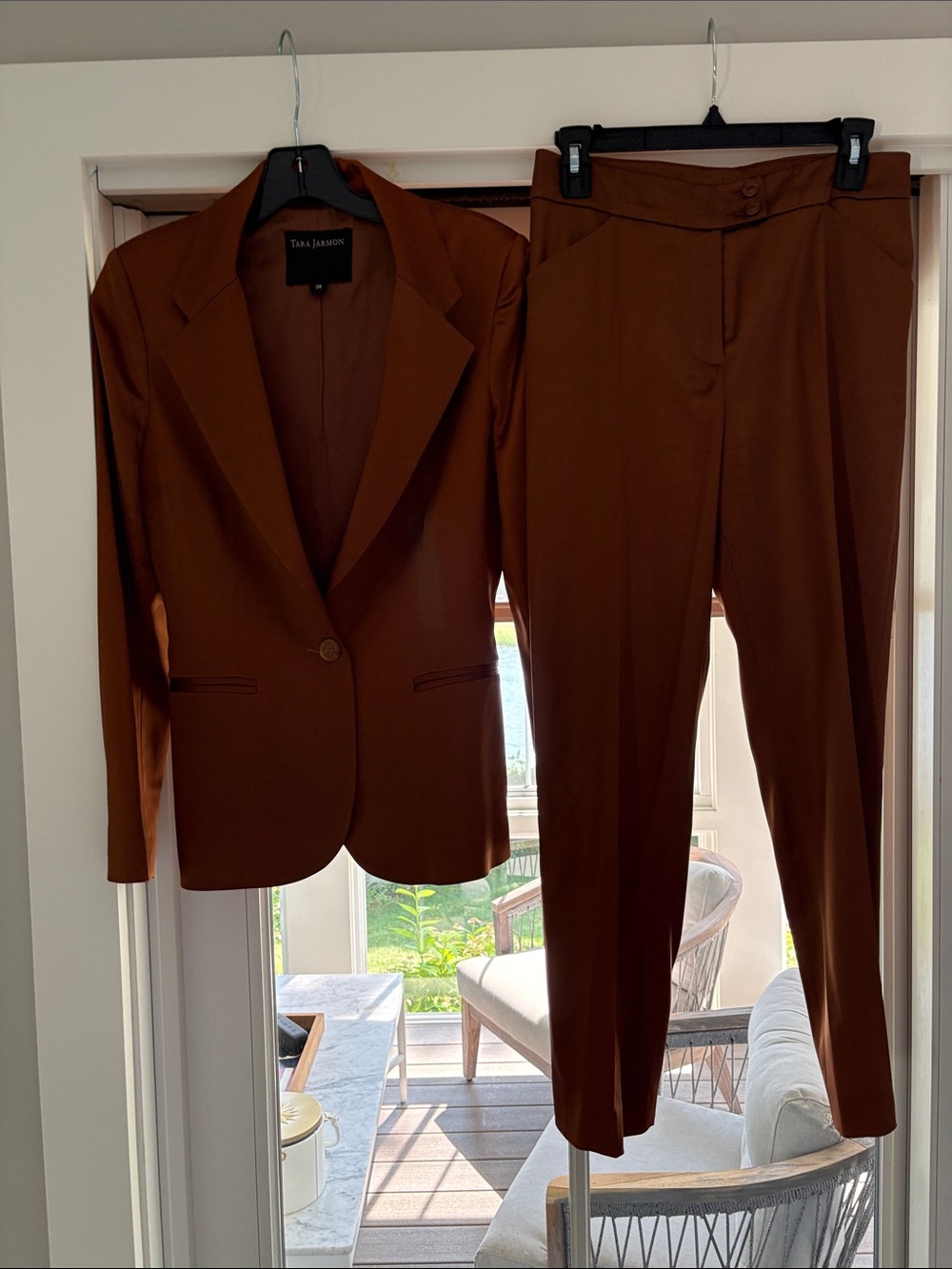 Tara Jarmon Rust-Brown Women's Tailored Pantsuit - Blazer & Trousers